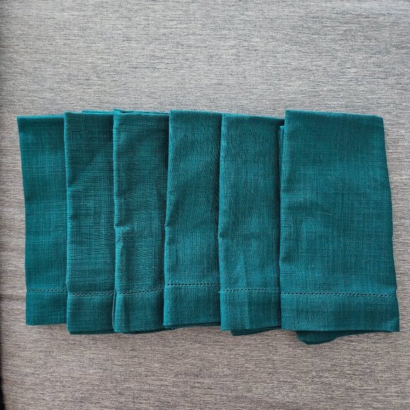 The Unbranded Brand Other - Teal Cotton Hemstitch Napkins - Set of 6